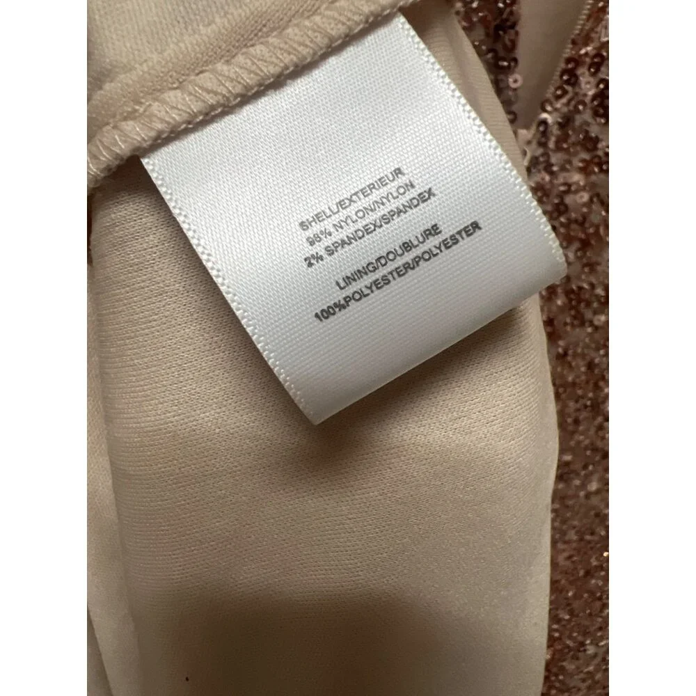 Belle Badgley Mischka Rose Gold Sequin Formal Evening Gown - Picture 10 of 10